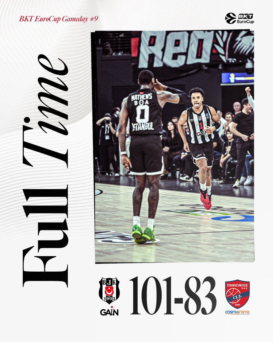 Turkcell BGM’de galibiyet bizim! 💪

Beşiktaş GAİN 101-83 Panionios Athens | Maç Sonucu

#TheBlackEagleRises 🦅