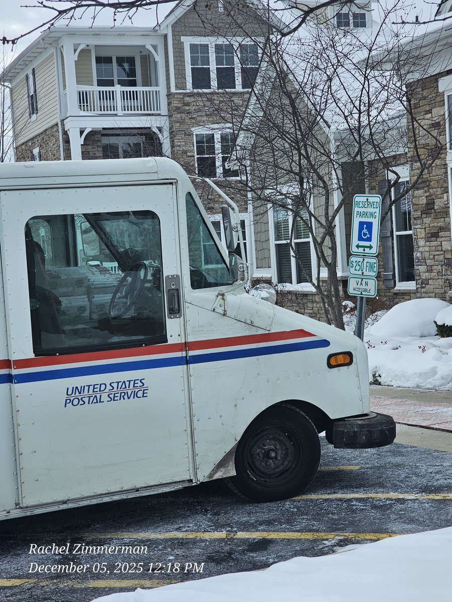 rachelwalcher's tweet image. I'm glad the mailman finds it necessary to take up the handicapped parking spot as he delivers.Everyone's packages not to their address and a non secure location. Only to have packages stolen #disabilities #disabilityproblems