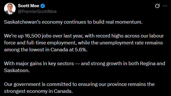 Saskatchewan Party tweet media