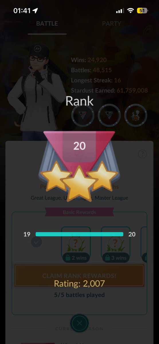 Reached Rank 20 with a very disappointing elo 😅 This season is so wild with so many team options to play around and I hope to discover new combinations as we train this offseason 💪🏻 GGs to all the talented trainers! #PokemonGBL #GOBattleLeague #PokemonGO