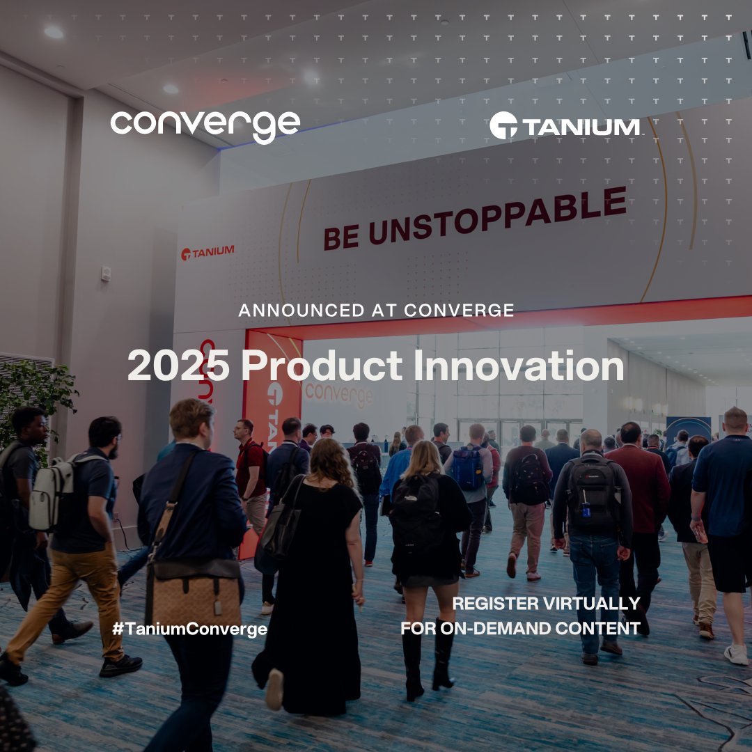 Tanium's tweet photo. #ICYMI: At #TaniumConverge, we unveiled a new wave of innovations in Autonomous IT — built to unlock truly unstoppable outcomes.

Keynote announcements (and more!) are now available on-demand: https://t.co/Vg2wREsxrw https://t.co/kG8BYIU8kl