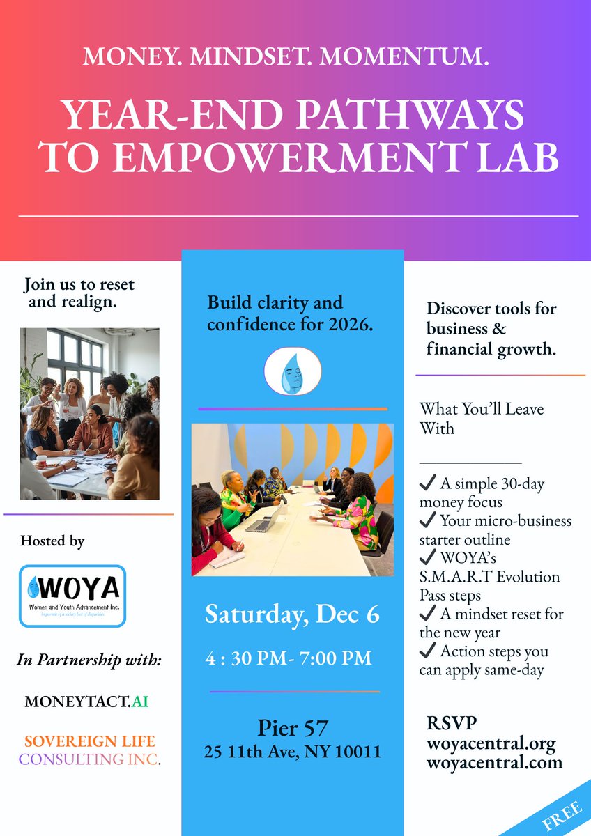 MentalityAres's tweet photo. Get ready to kickstart your 30-day power reset at the Year-End Pathways to Empowerment Lab: Money. Mindset. Momentum. Join us on Saturday, December 6th at 4:30 PM for confidence &amp; momentum to make 2026 your best year yet! RSVP: https://t.co/UqWmFvYXAx | https://t.co/fbFCzsjcSa https://t.co/EDTpKwZTEK
