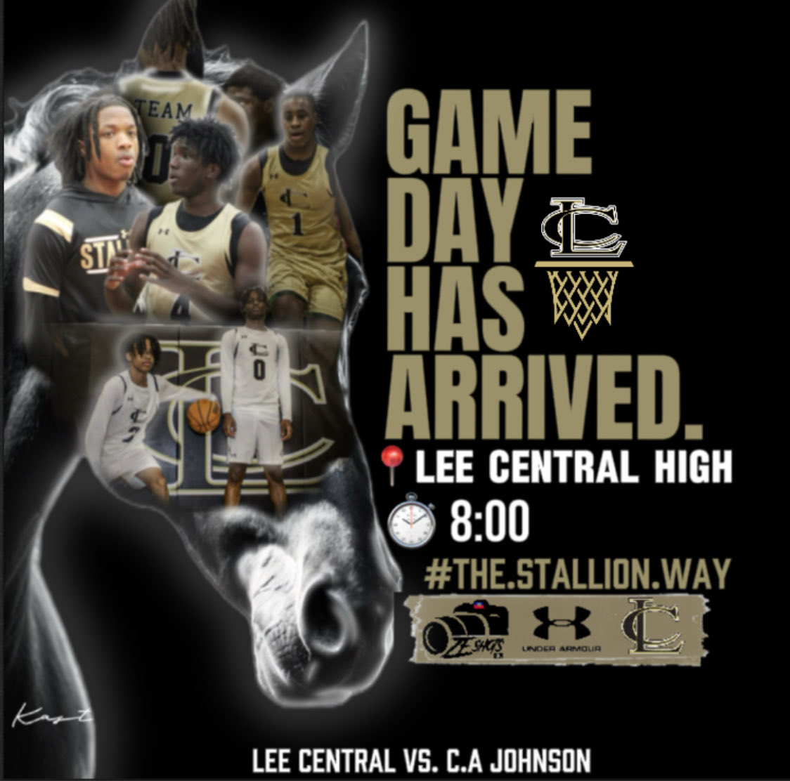 🚨Gameday🚨

🆚 C.A. Johnson HS
📍 Lee Central High School 
⌚️ 8:00 PM
🎟️ $10 at the door (Cash only)

JV boys start at 5:00/ Varsity girls start at 6:30

Music by DJ Freddy Chapo 

🏀 The Stallion Way 🏀
