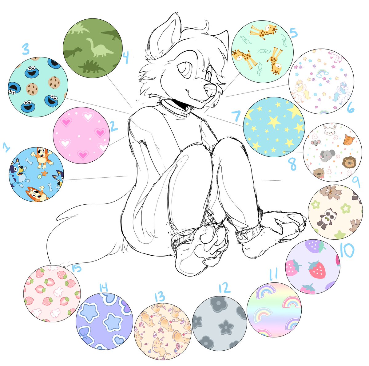 I added 3 new options for this jammies ych!
Any gender/species but paw only pls
Multi slot/flat color
$40
Your choice of 15 designs

Already have one of these and want another design too? $10!
DM or email art@rileykit.com