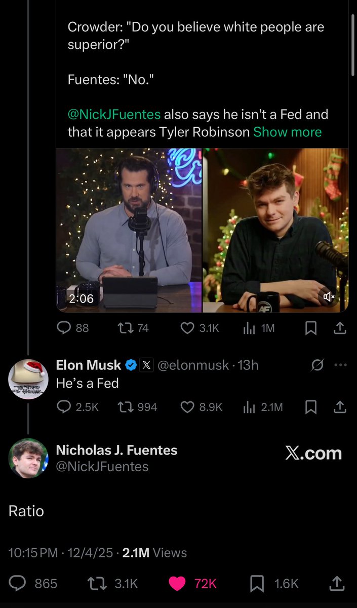 Elon literally works alongside the highest and most prestigious federal agencies in the world, and is known for this. 

And he is calling a journalist/political commentator a fed. 

Comedy and deflection gold.