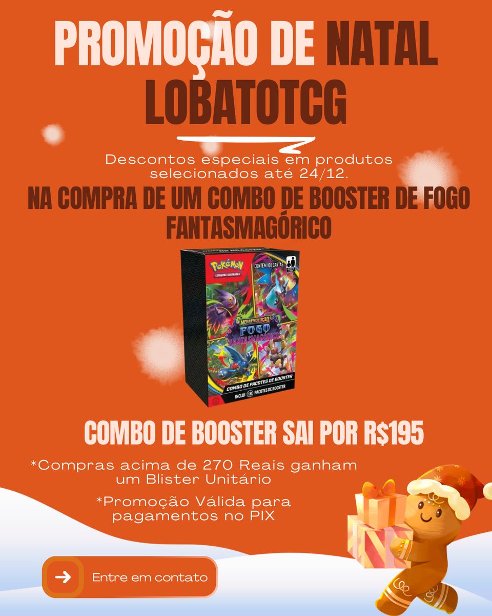 _winddancer's tweet image. Fala, pessoal! 🎄

A Promoção de Natal da LobatoTCG já começou!

Garanta aquele presente especial para seu amigo ou familiar com um super precinho.

Vai ficar de fora dessa?

#Pokemon #TCG #pokemontcg