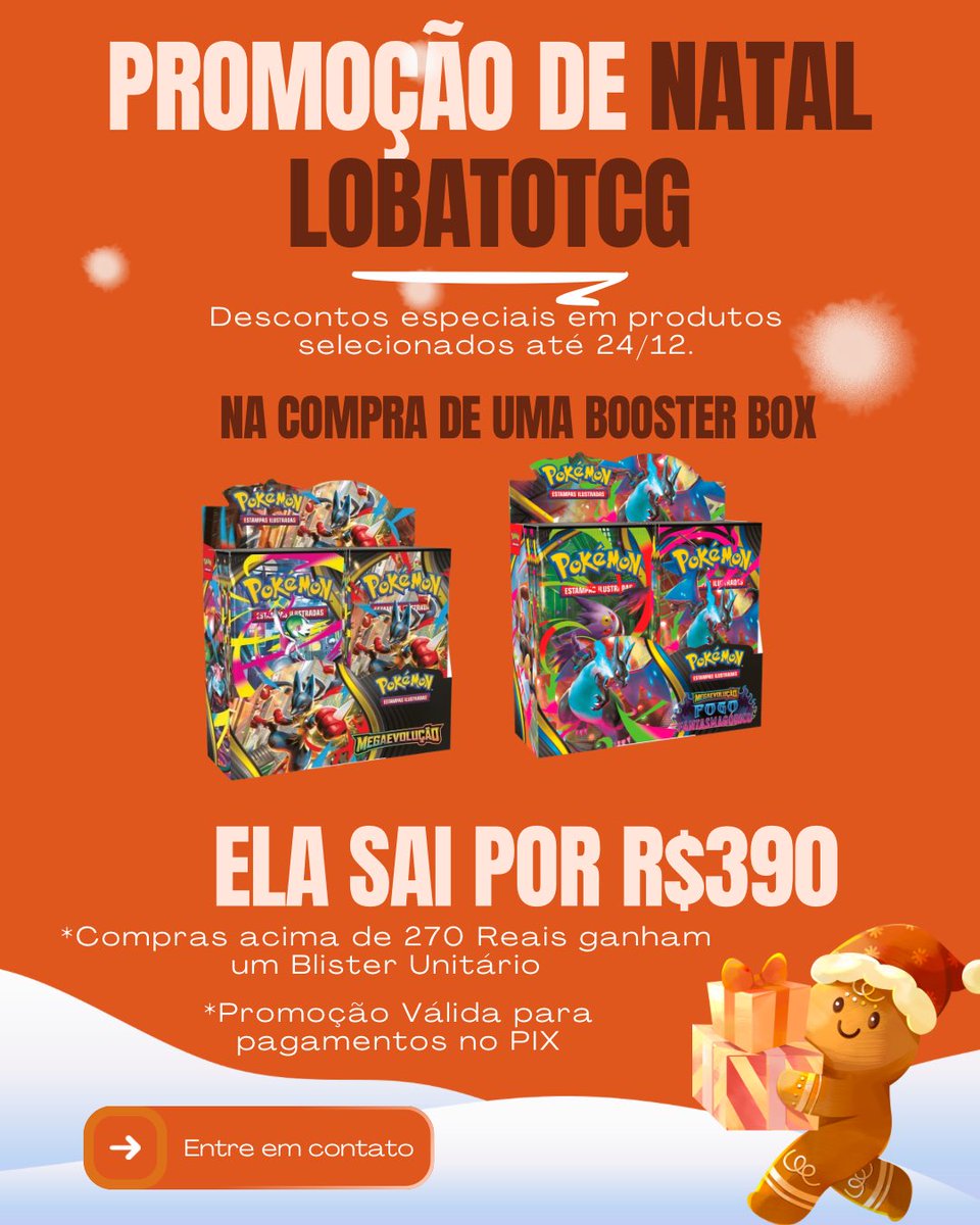 _winddancer's tweet image. Fala, pessoal! 🎄

A Promoção de Natal da LobatoTCG já começou!

Garanta aquele presente especial para seu amigo ou familiar com um super precinho.

Vai ficar de fora dessa?

#Pokemon #TCG #pokemontcg