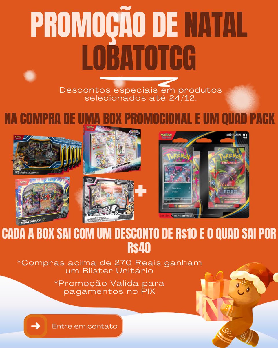 _winddancer's tweet image. Fala, pessoal! 🎄

A Promoção de Natal da LobatoTCG já começou!

Garanta aquele presente especial para seu amigo ou familiar com um super precinho.

Vai ficar de fora dessa?

#Pokemon #TCG #pokemontcg