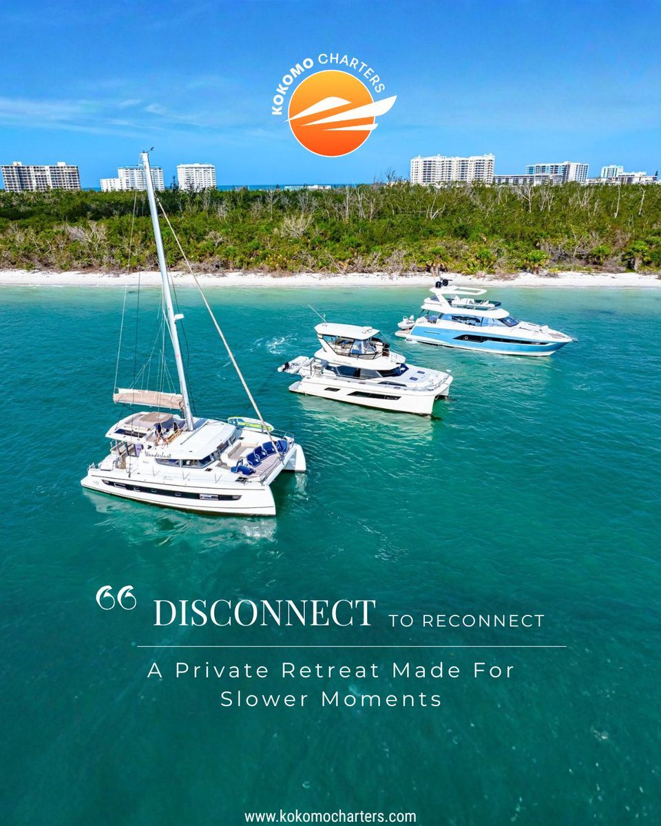 kokomocharters's tweet image. Sometimes the best way to recharge is to drift somewhere quiet and let nature lead the way. With Kokomo Charters, every journey becomes a moment worth remembering.

 Plan your private day on the water with us.

#KokomoCharters #DisconnectToReconnect #CharterLife
