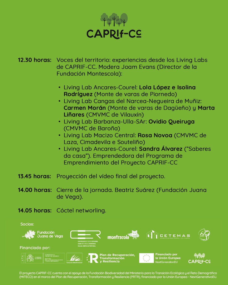 caprifcc's tweet photo. Ya tenemos el programa completo de la Jornada final del proyecto CAPRIF-CC, que tendrá lugar el próximo 17 de diciembre en la Cidade da Cultura de Santiago de Compostela, a partir de las 10.00 horas. https://t.co/bBDtAVAKXI