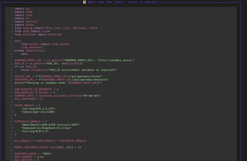 Running live genetic algorithms. 

A snippet from today’s top forecaster code. 

#SN6 #TAO