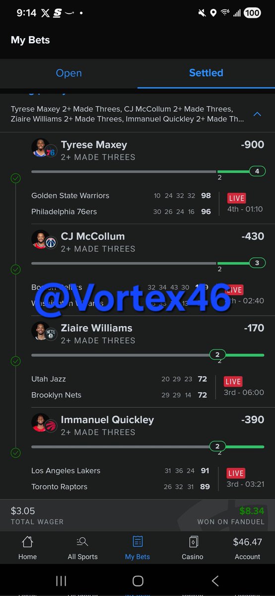 VortexFortySix's tweet photo. I cashed on one of my parlays last night that I posted in my discord. Going to do another one tonight since there are 12 NBA games.

Research Tools 📊: #Outlier 

Join my discord:
https://t.co/sXhLRVoklc https://t.co/yE6kHQeoQJ