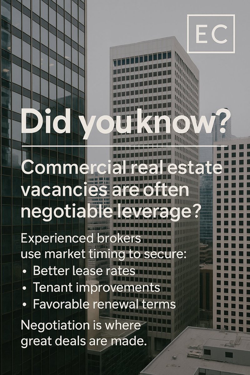 elevatecrest's tweet photo. Better rates. Better terms. Better deals.
That starts with the right strategy.
Message us to get started!
#CommercialRealEstate #CRE #CREBroker #RealEstateBrokerage #Leasing #TenantRepresentation #elevatecrestproperties https://t.co/TSzs3MbiWE