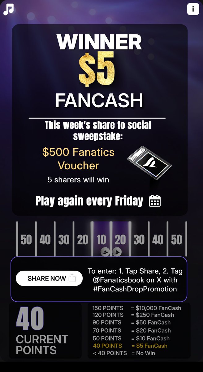 Play the #FanCashDropPromotion today

Winner! ⁦<a href="/FanaticsBook/">The Home of FAIR PLAY™</a>⁩  fanatics.onelink.me/5kut/p6fykbjo
