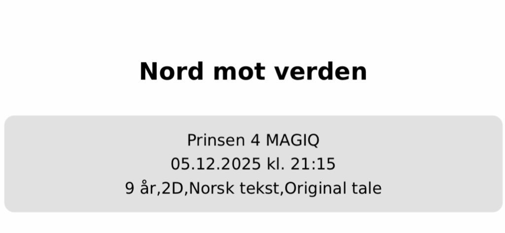 Nok tull på TVen.

Nu ska æ på kino å se ordentlige greier💛