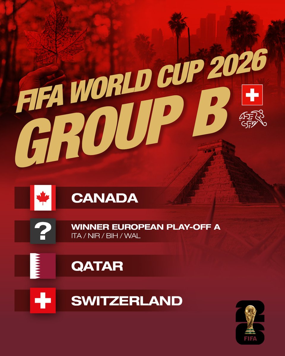 nati_sfv_asf's tweet photo. Unsere Gruppe für die WM 2026. Der Spielplan wird am Samstag bekanntgegeben, der dritte Gegner im März ermittelt.
Notre groupe pour la Coupe du monde 2026. Le calendrier sera annoncé samedi, le troisième adversaire sera déterminé en mars.
Il nostro gruppo per il Mondiale 2026. Il calendario sarà presentato sabato, il terzo avversario lo conosceremo a marzo.