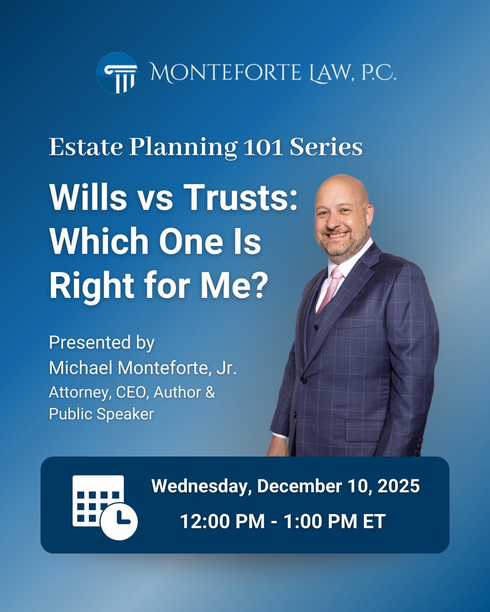 Most people think estate planning is just for the wealthy or the elderly. That couldn’t be further from the truth.

If you own a home, have a family, or simply want a say in what happens to your hard-earned assets, you need a plan.

Join us on Dec 10th: us02web.zoom.us/webinar/regist…