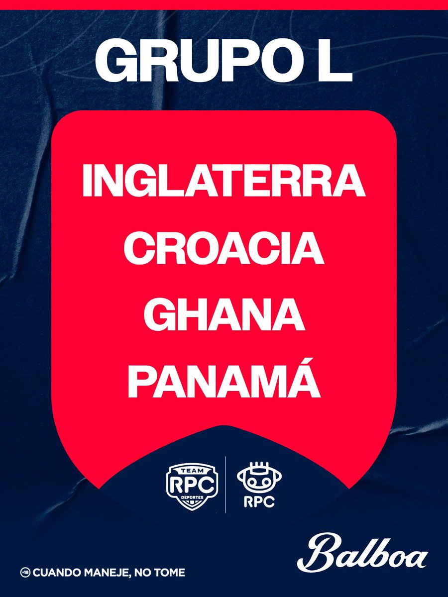 ¡GRUPO COMPLETO!🇵🇦🇵🇦

Panamá quedó ubicada en el L junto a Inglaterra 🏴󠁧󠁢󠁥󠁮󠁧󠁿, Croacia 🇭🇷 y Ghana 🇬🇭.

#Mundial2026