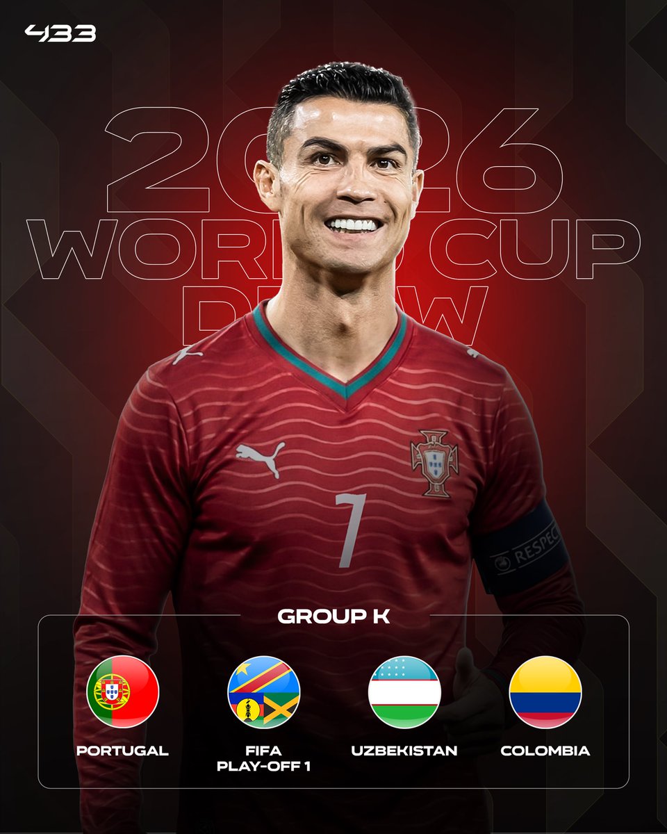 433's tweet image. 𝐆𝐑𝐎𝐔𝐏 𝐊: Ronaldo’s 𝑳𝑨𝑺𝑻 dance? You tell us 🇵🇹💪

🇵🇹 Portugal
🌍 🇳🇨🇯🇲🇨🇩
🇺🇿 Uzbekistan
🇨🇴 Colombia