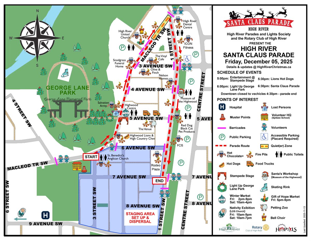 GuardingStarsPR's tweet image. 🆕 The Bodyguard Filming Location 

High River Santa Claus Parade Map

Schedule, Events and Routes included!

Details &amp;amp; Updates at HighRiverChristmas.ca 

Stay warm and safe!