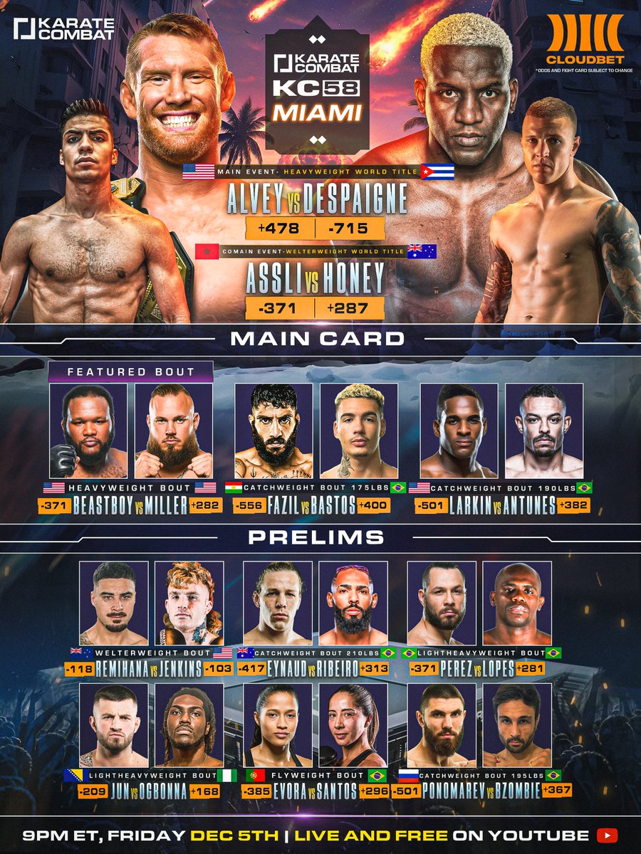 Fight night just got a power-up. Odds for KC58 are live on  https://t.co/62gnZ4uHkg. Follow @CloudbetCombat on X for fight-night  coverage and crypto betting insights.