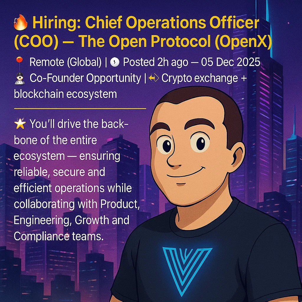 Xilfflix's tweet photo. The Open Protocol “TOP”, the exchange arm OpenX is looking at filling the roles in the images.

If you want to be a part of the startup ecosystem with opportunity to be a co-founder mail: theopenprotocol@gmail.com or DM me https://t.co/vghJiW1BCm