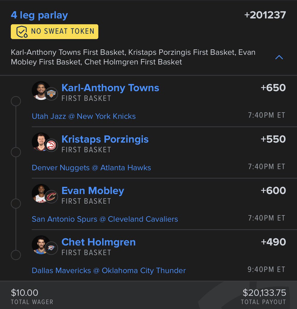 First Basket 🏀 

shit not hitting so don’t tail 😂  <a href="/OGSpaces_/">OG Spaces 🏆</a> <a href="/SkullyAims/">The Real Skully 🪬</a> 

#FanDuel #Gambling𝕏 #FirstBasket #NBA