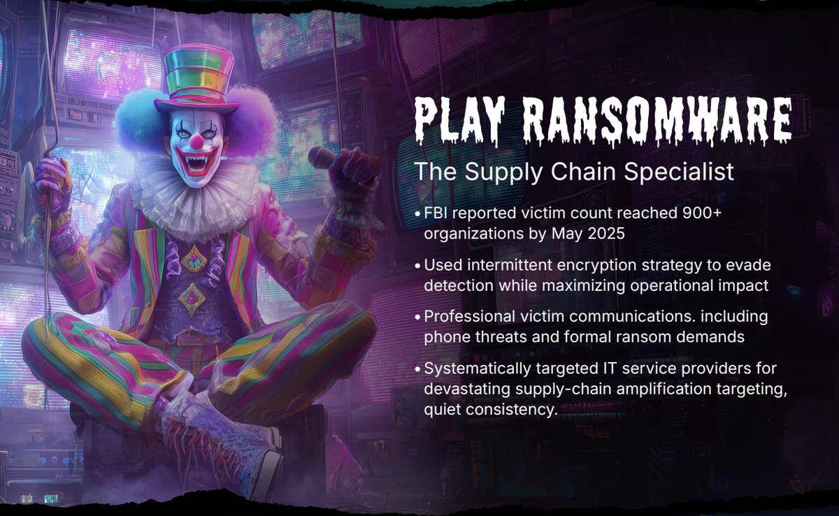 OpenTextSec's tweet image. The OpenText 2025 Nastiest Malware list is out—and Play Ransomware makes the cut.

Known for targeting enterprises with double-extortion tactics, Play encrypts critical files while threatening to leak sensitive data if ransoms aren’t paid.

Read on: bit.ly/3LBVGrm