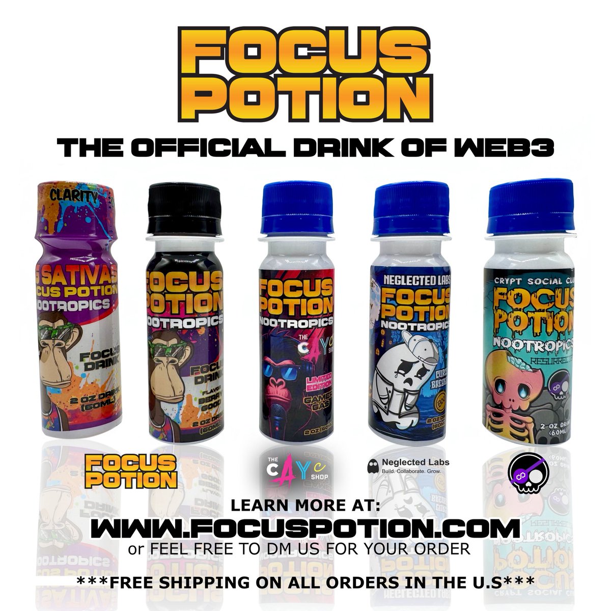 Vegasfortyfour's tweet photo. Teamwork makes the dream work. 
Big thanks to all our 
partners for the support 
@CAYCBoB 
@NeglectedLabs 
And @cryptsocialclub 
Make sure to get your 6pks 
at 
https://t.co/2MdxGfXQP9 
Support those making it happen. 
STAY FOCUSED 
Drink the Focus Potion 
#FocusPotion #focused https://t.co/PHeeiOm3wJ