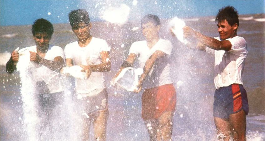 Colombian police destroying cocaine after a major bust by dumping it at sea, 1985