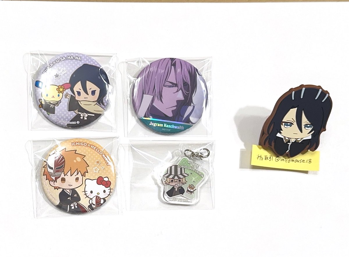 交換】BLEACH サンリオ 缶バッジ 特典 【譲】一護 ルキア 浦原