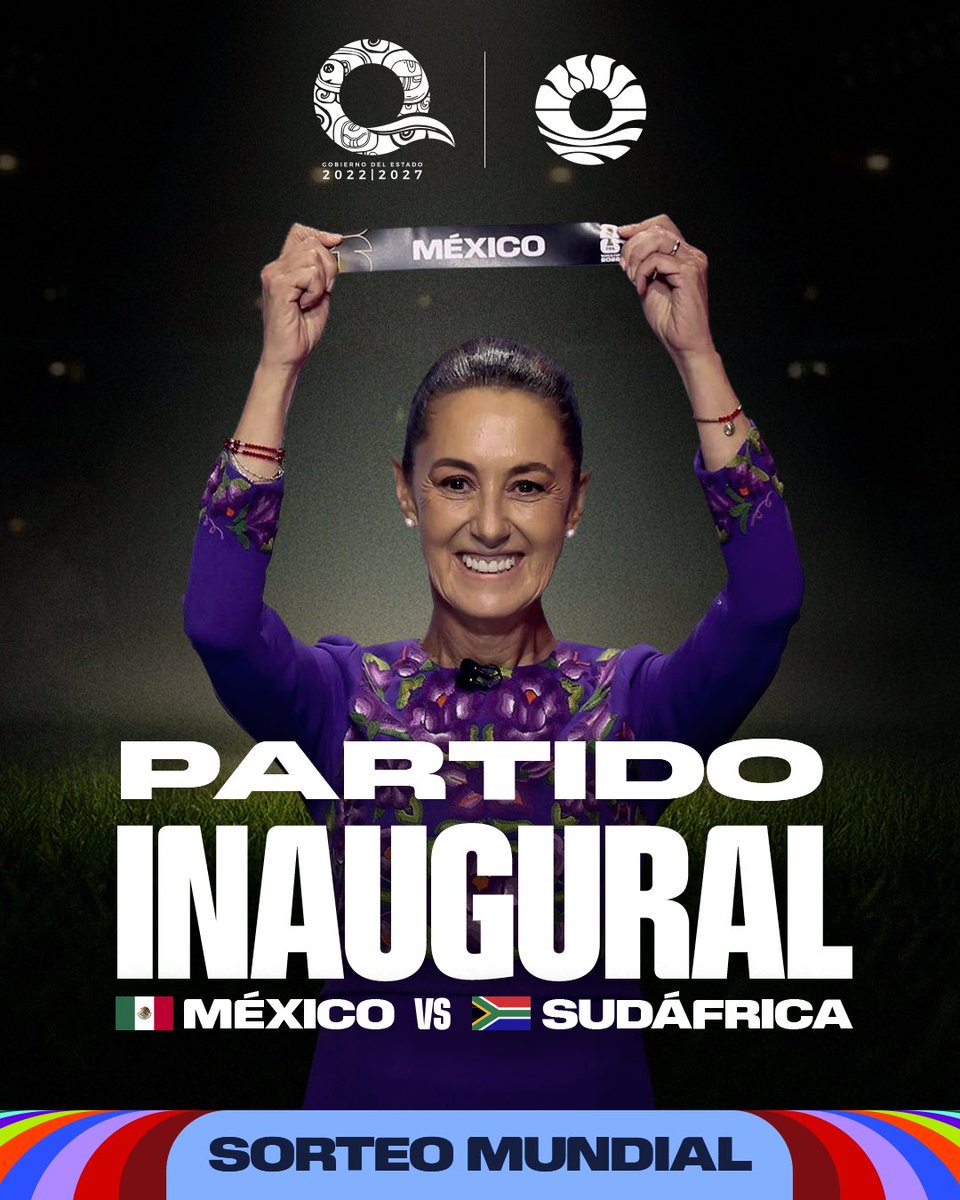 ⚽🔥 Nuestra Selección Mexicana enfrentará a Sudáfrica en el partido inaugural del Mundial 2026, el próximo 11 de junio en el Estadio Azteca. 🇲🇽🏟️🇿🇦

Será un partido emocionante, con recuerdos del Mundial 2010, donde México y Sudáfrica también jugaron el partido inaugural. ⚽🌍