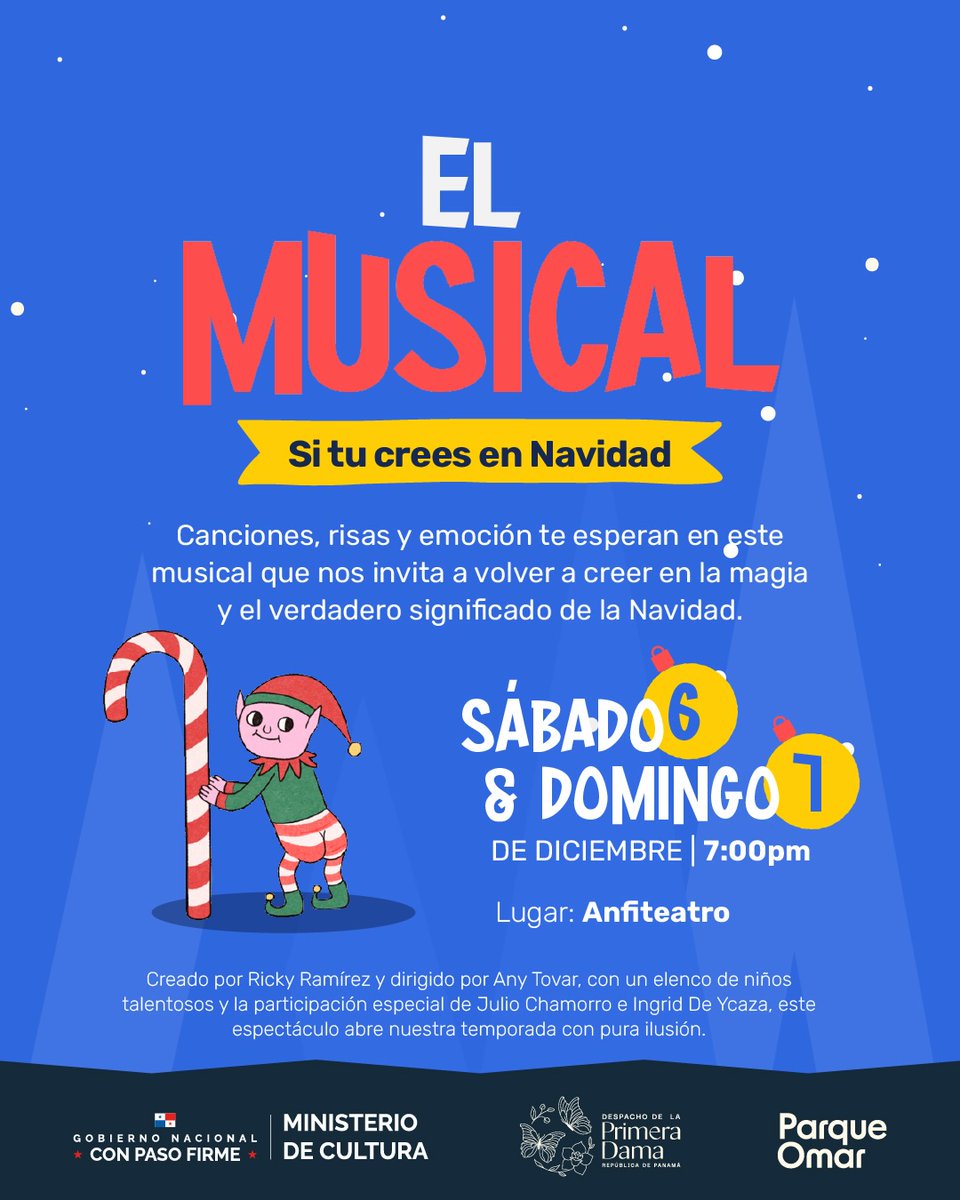 SERTVPANAMA's tweet image. 🎄 ¡La magia llega todos los fines de semana de diciembre!

Disfruta 3 Mega Shows navideños a las 7:00 p.m. en el Parque Omar.

¡Cada show, una noche llena de emoción y alegría! 💫