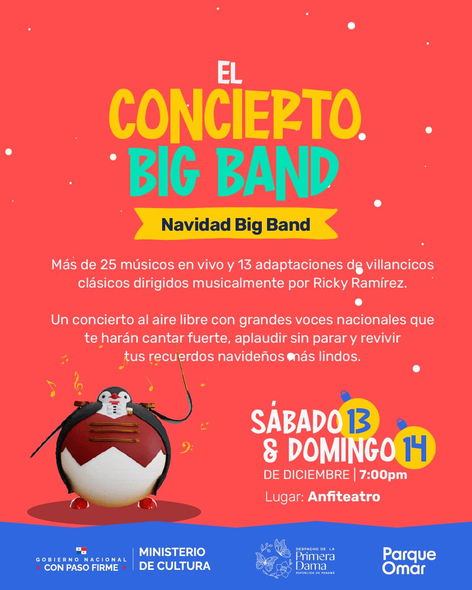 SERTVPANAMA's tweet image. 🎄 ¡La magia llega todos los fines de semana de diciembre!

Disfruta 3 Mega Shows navideños a las 7:00 p.m. en el Parque Omar.

¡Cada show, una noche llena de emoción y alegría! 💫