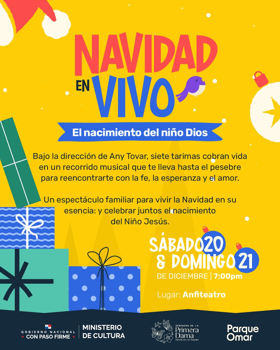 SERTVPANAMA's tweet image. 🎄 ¡La magia llega todos los fines de semana de diciembre!

Disfruta 3 Mega Shows navideños a las 7:00 p.m. en el Parque Omar.

¡Cada show, una noche llena de emoción y alegría! 💫