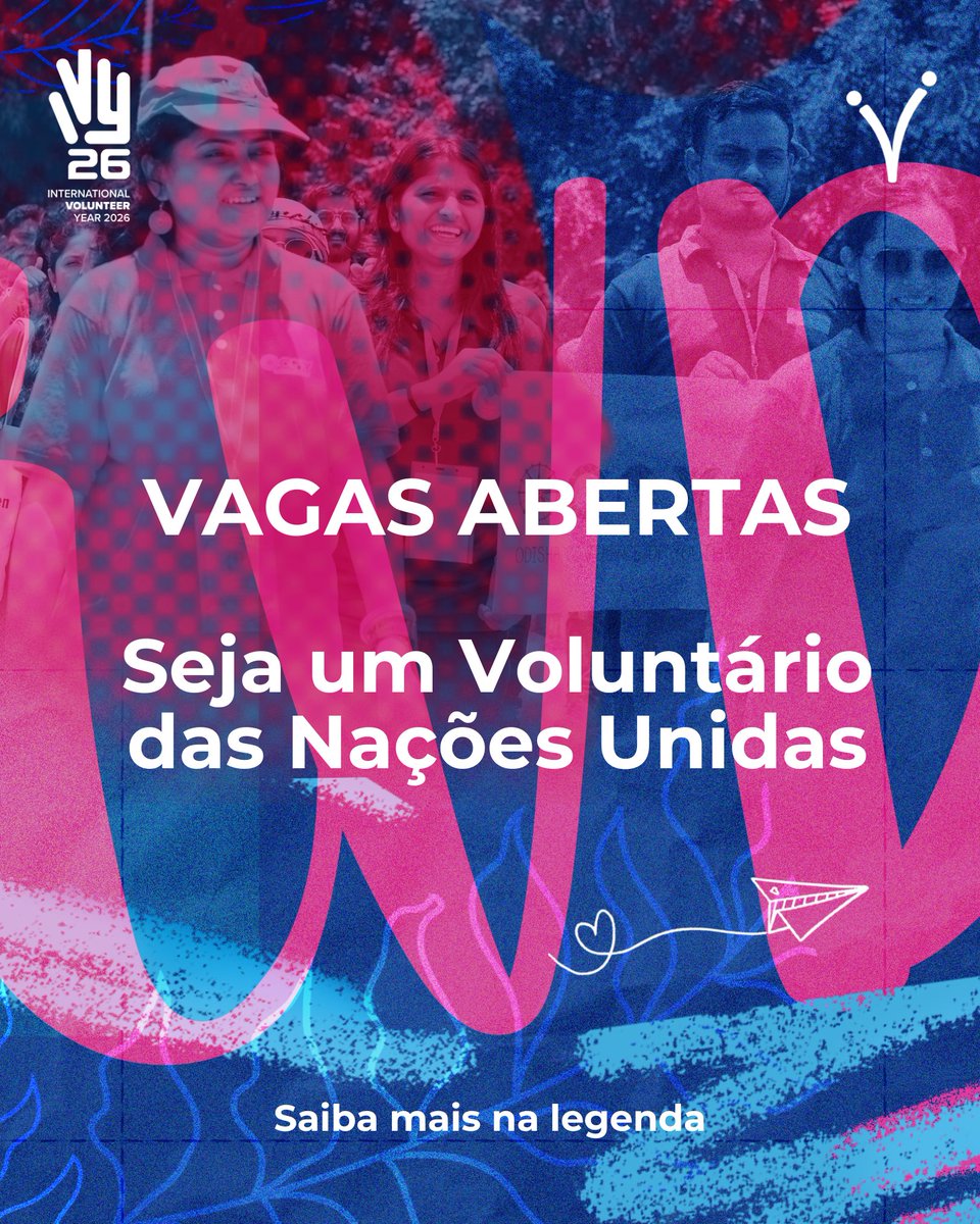 🌍 Hoje é o #DiaInteracionalDoVoluntariado!
No Brasil, 134 UNVs atuam em projetos em parceria para alcançar os #ODS.
✨ Em 2026, será o Ano Internacional do Voluntariado!

👉 Seja um voluntário ONU: unv.org/opportunities
 
Fique por dentro do PNUD: undp.org/pt/brazil