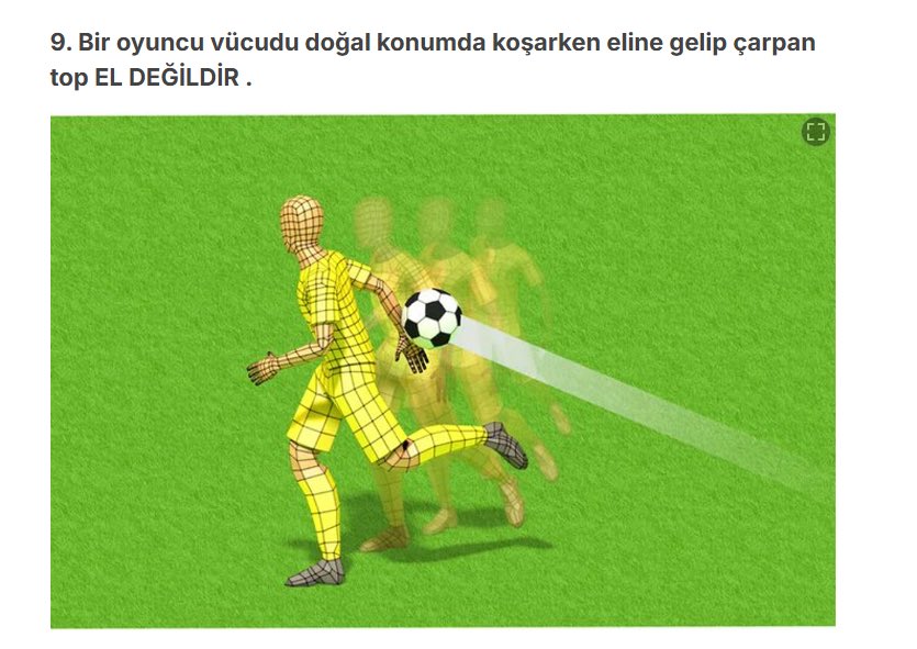 Kural kitapçığında Kazımcan'ın pozisyonu bu şekilde;