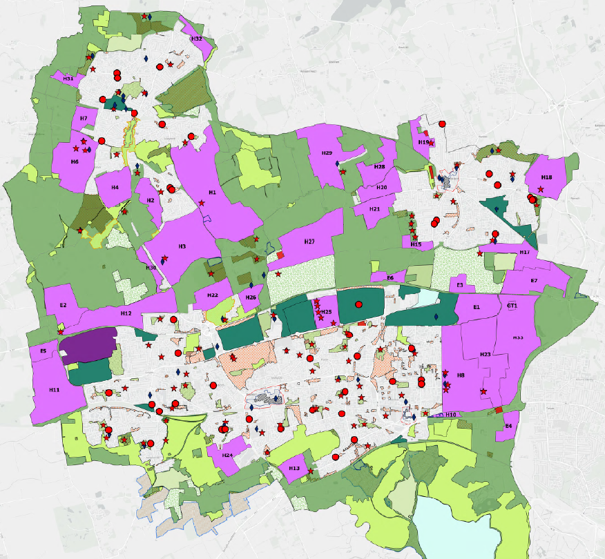 Basildon Local Plan consultation – 28k houses, 20k houses on Green Belt. Vast areas (pink) to be removed from GB. Far more than needed for hyper-supply demanded by the Govt Algorithm. #Billericay to merge with Basildon, which will in turn merge with #Wickford #Starmergeddon