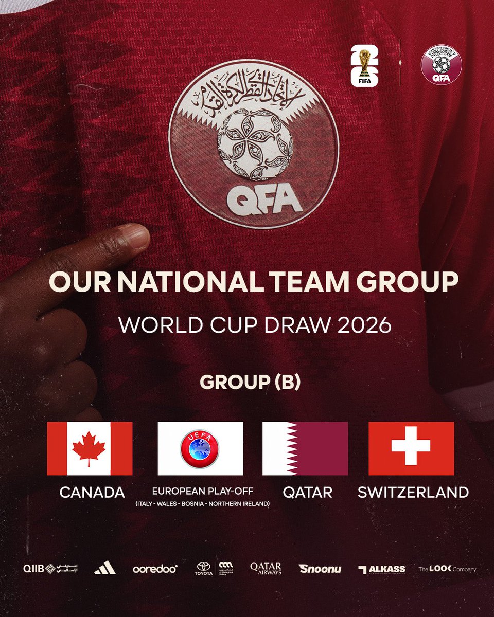 🗳️ | Our national team 🇶🇦 is placed in Group (B) at the FIFA World Cup 2026.
#WorldCup2026 🏆