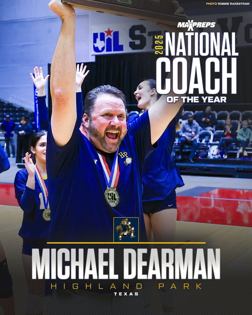 MaxPreps's tweet photo. Michael Dearman of Highland Park named MaxPreps Volleyball National Coach of the Year. 🔥🏐

Full story ⬇️
https://t.co/7Q6ZUKtSjY https://t.co/EGcxa4OyQ1