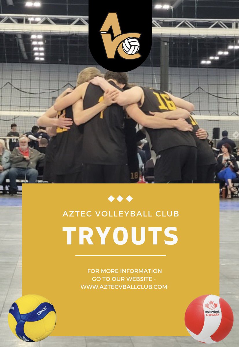 AztecVolleyball's tweet photo. Tryouts begin Sunday for our 15-18U Boys and 18U Girls. See you there!! https://t.co/cWqHTgXqxe