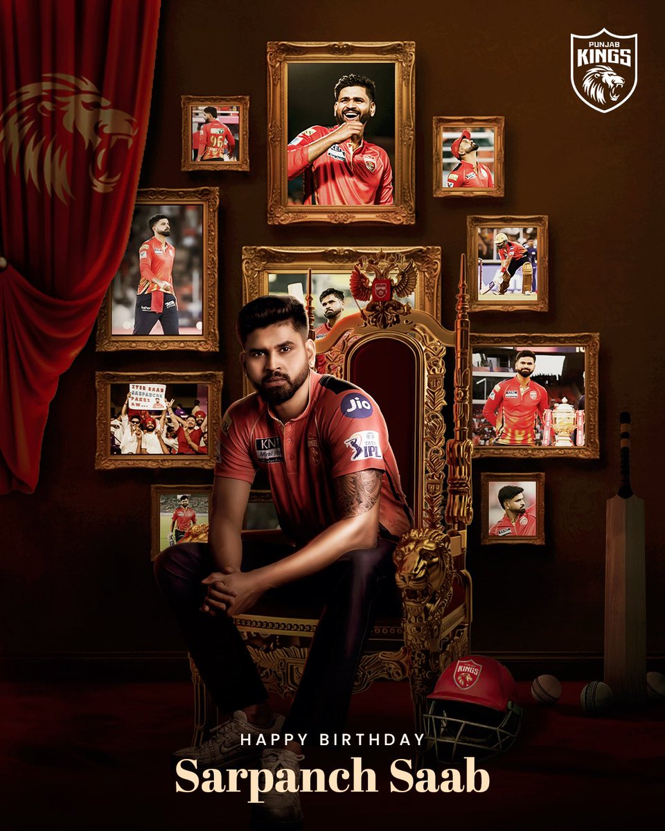 PunjabKingsIPL's tweet photo. His legacy is unfolding, and we’re here for it. 🌟

Wishing you a very #HappyBirthdaySarpanchSaab! ♥️

#ShreyasIyer #PunjabKings https://t.co/ShNPYU8XBb