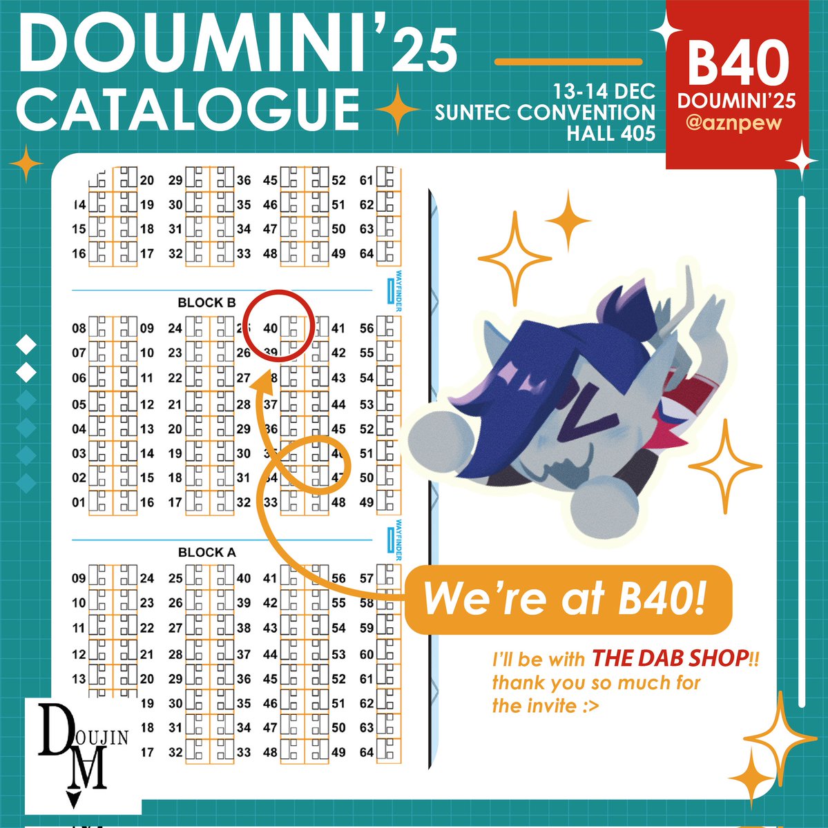 aznpew's tweet photo. 💥uh surprise Doumini'25 catalogue??💥 
@ B40!! thanks @/hephasst for inviting me 👁

Retiring a bunch of merch so the Clearance section is greatly discounted! ✅️ (+ didn't have time to restock some stuff sadly, sorry!)

See you ☆ [1/2]
#doumini #douminicatalogue #doumini2025 https://t.co/CDlb4nqi8k