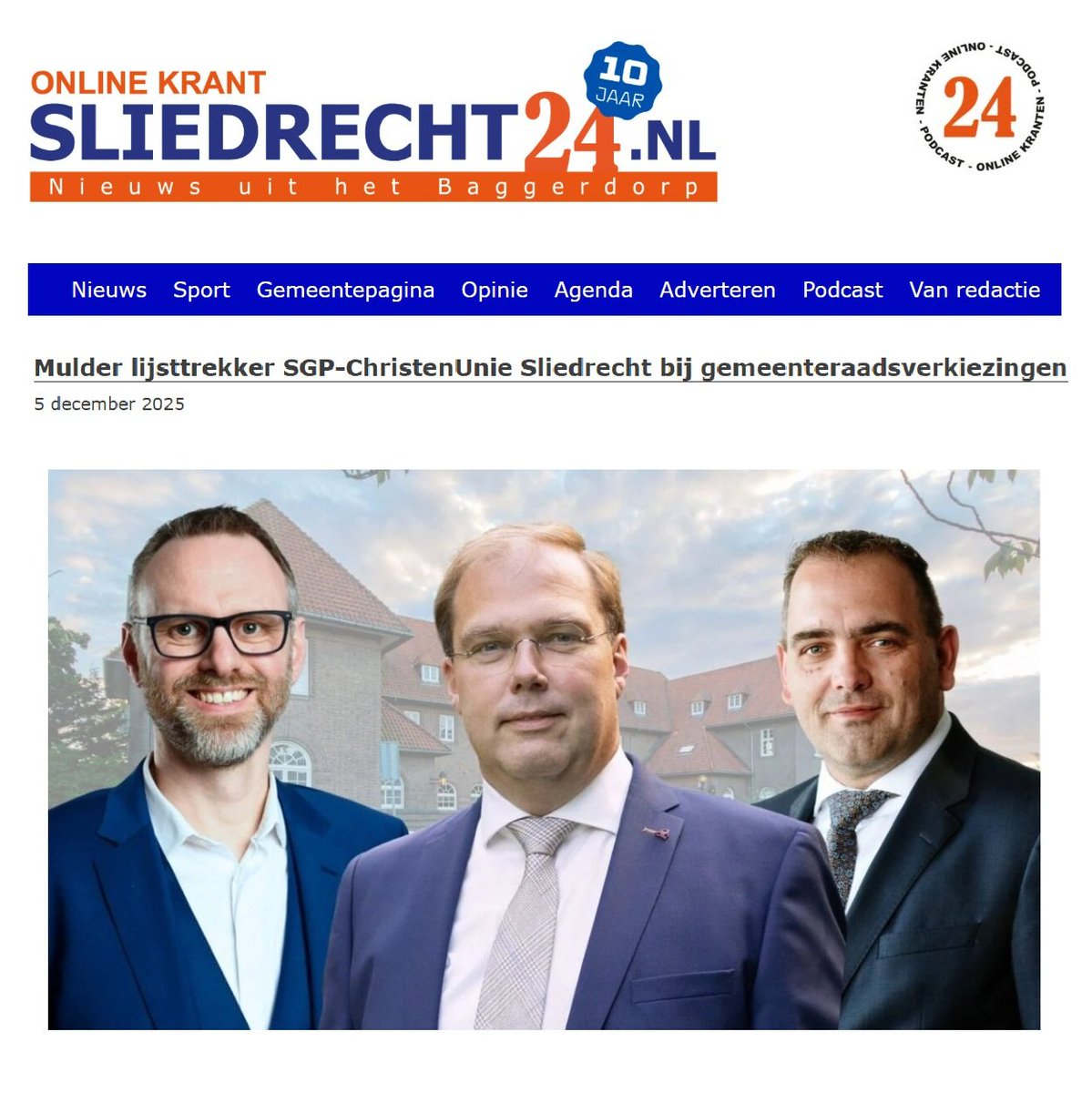 SGP-CU Sliedrecht maakt top lijst bekend voor GR verkiezingen 2026.

Fijke Mulder, nu vice-fractievoorzitter, is lijsttrekker.

Jan Pieter Verweij, onlangs regiokandidaat <a href="/christenunie/">ChristenUnie</a> voor TK is nummer 2.
 
Cees Paas is opnieuw wethouderskandidaat.
👇🏻
sliedrecht24.nl/mulder-lijsttr…