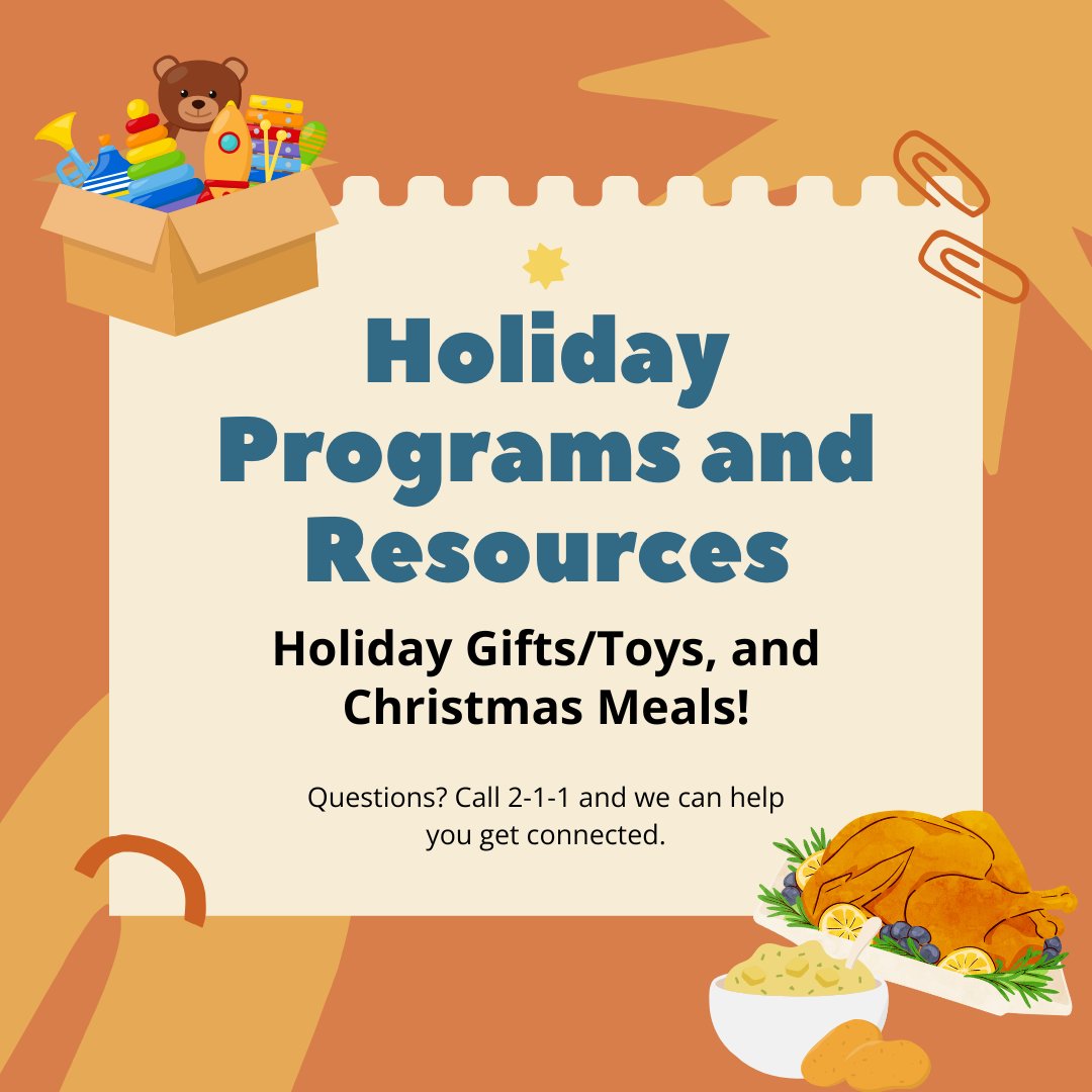 Holiday assistance is available! Please note that these programs are seasonal and may not be available throughout the year. Do you want help finding holiday assistance programs near you? 

Visit 211sandiego.org or call 2-1-1!