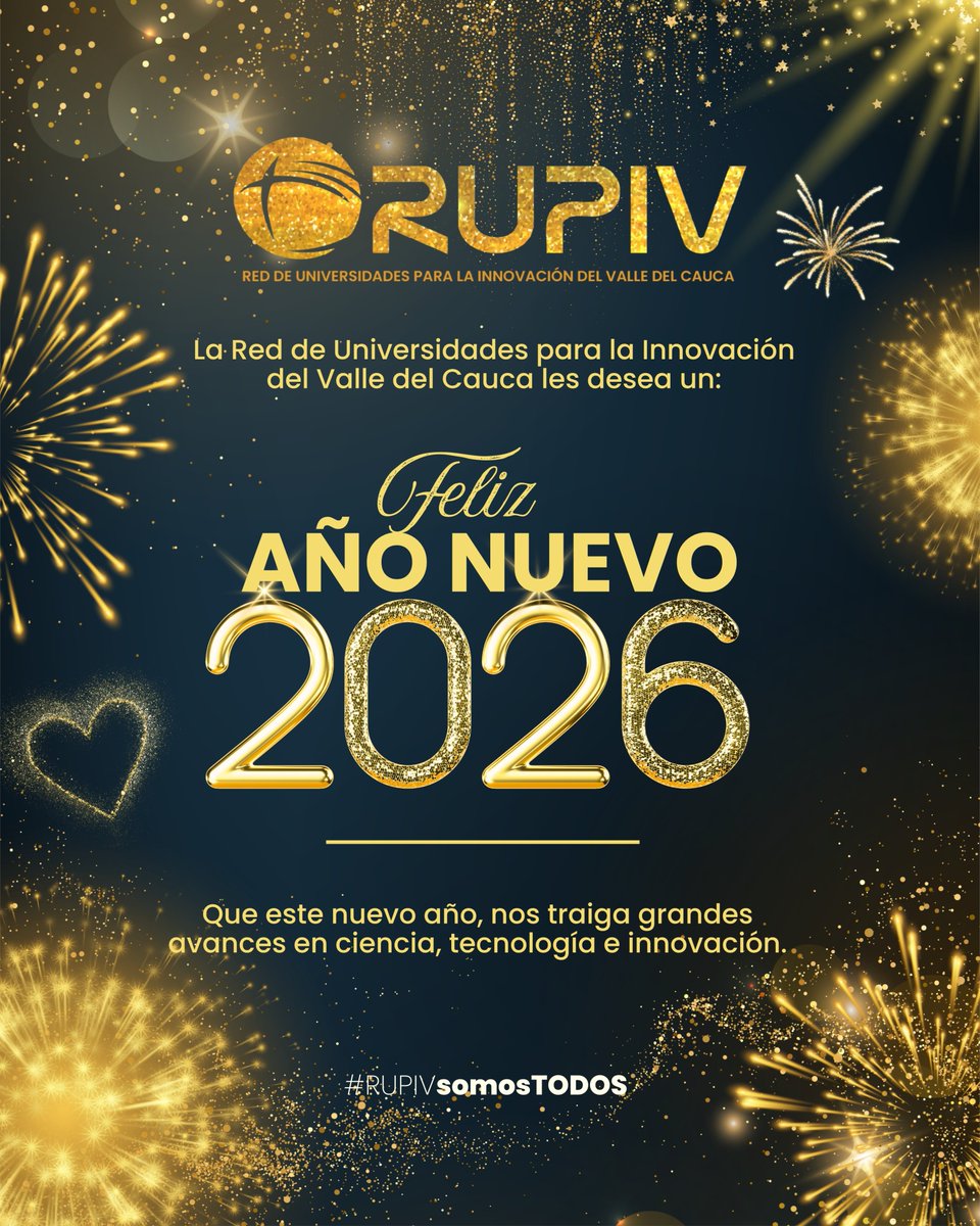 ✨🎉 La RUPIV recibe el 2026 reafirmando su compromiso con la CTeI y el desarrollo sostenible del Valle del Cauca. Seguiremos articulando esfuerzos para fortalecer capacidades y generar impacto regional. 🌟🤝

#RUPIVSomosTodos #CTeI #Innovación