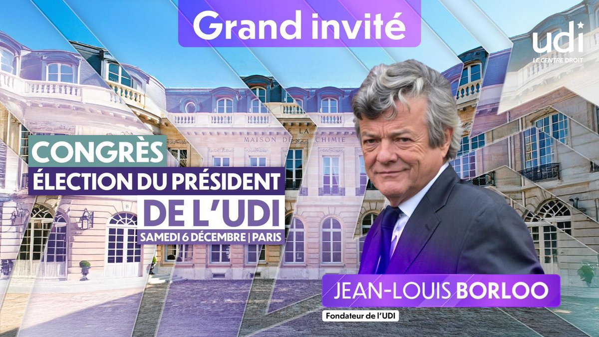UDI_off's tweet photo. Pour notre 7e congrès depuis la fondation de l’UDI en 2012, nous aurons le plaisir d’accueillir notre Président fondateur Jean-Louis Borloo qui viendra apporter son soutien à l’action d’Hervé Marseille et porter un message de mobilisation pour la jeunesse de France. https://t.co/w0hDuPiTDa