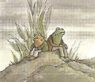 Toad sat and did nothing.
Frog sat with him.