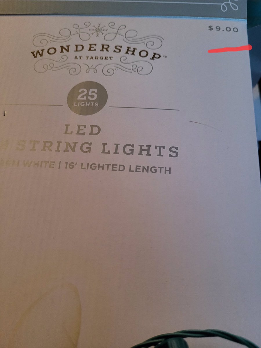 OffToCarolina's tweet photo. @AskTarget - bought Christmas lights as part of curb side order. Box says $9 - you charged me $11. Why? https://t.co/QM3ZBglXGi