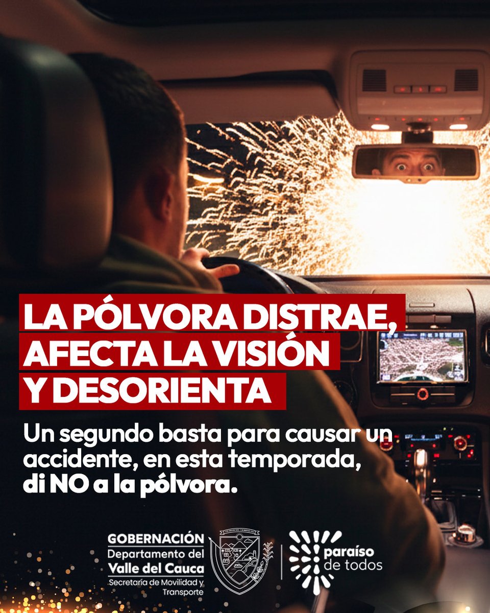 MovilidadValle's tweet photo. ✨ En esta Navidad, el mejor regalo es llegar seguros a casa.
La pólvora no solo pone en riesgo a nuestros niños, también puede causar accidentes en las vías.
Celebremos con responsabilidad, con amor y con la alegría intacta. ❤️🚦
@GobValle https://t.co/AT8jfEbHrh